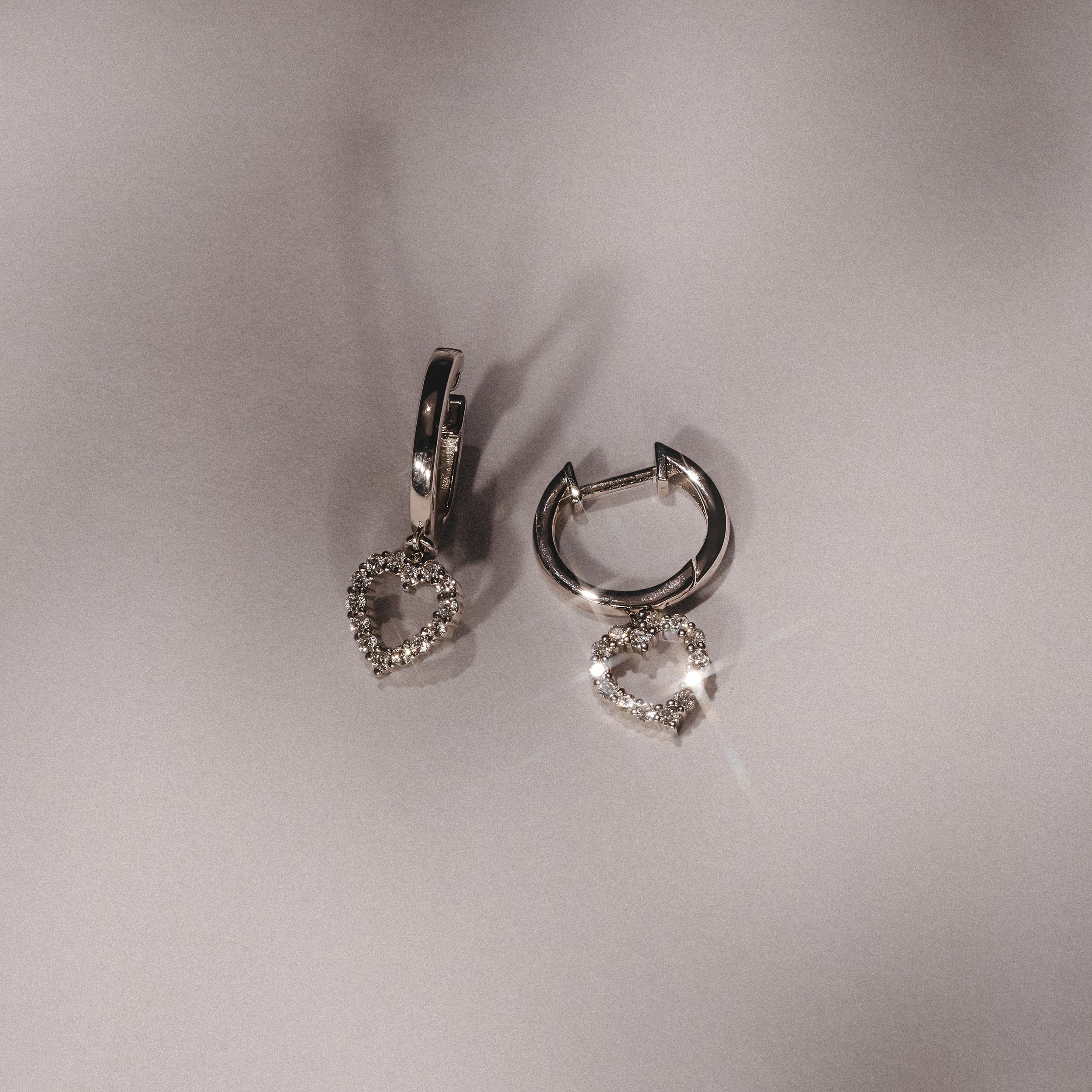 Heart Drop Huggie Lab Diamond Earrings 0.31ct in 925 Silver